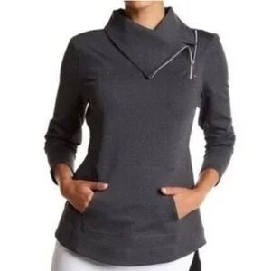 Jofit Golf Jumper Jacket Charcoal Gray Neck Zip Size XS Thumb Holes